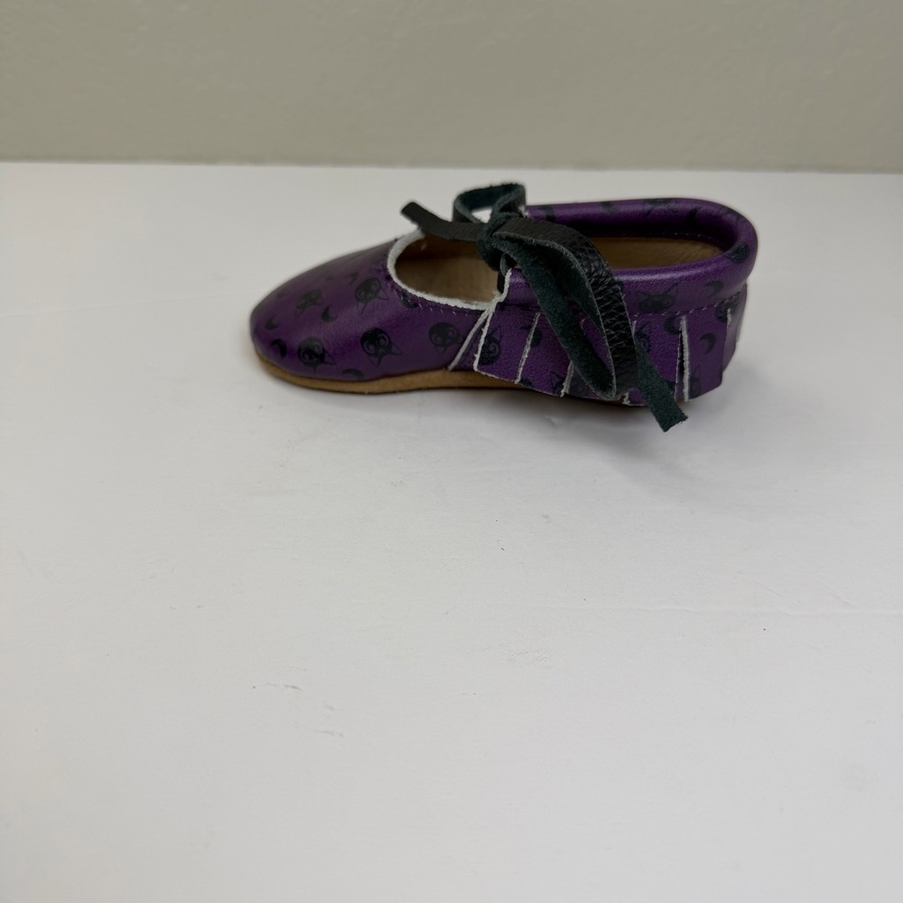 Spellbound Soles Toddler Purple Celestial Pattern Mary Jane with Fringe Flats - Picture 7 of 10